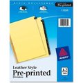 Avery Dennison Avery A to Z Gold Line Black Leather Tab Divider, Printed A to Z, 8.5"x11", 25 Tabs, Buff/Black 11350